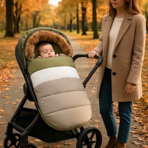 Chancelière-pour-Poussette-verte-bébé-maman