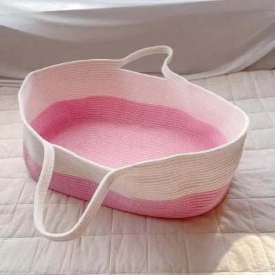 Réducteur-de-lit-panier-rose-blanc