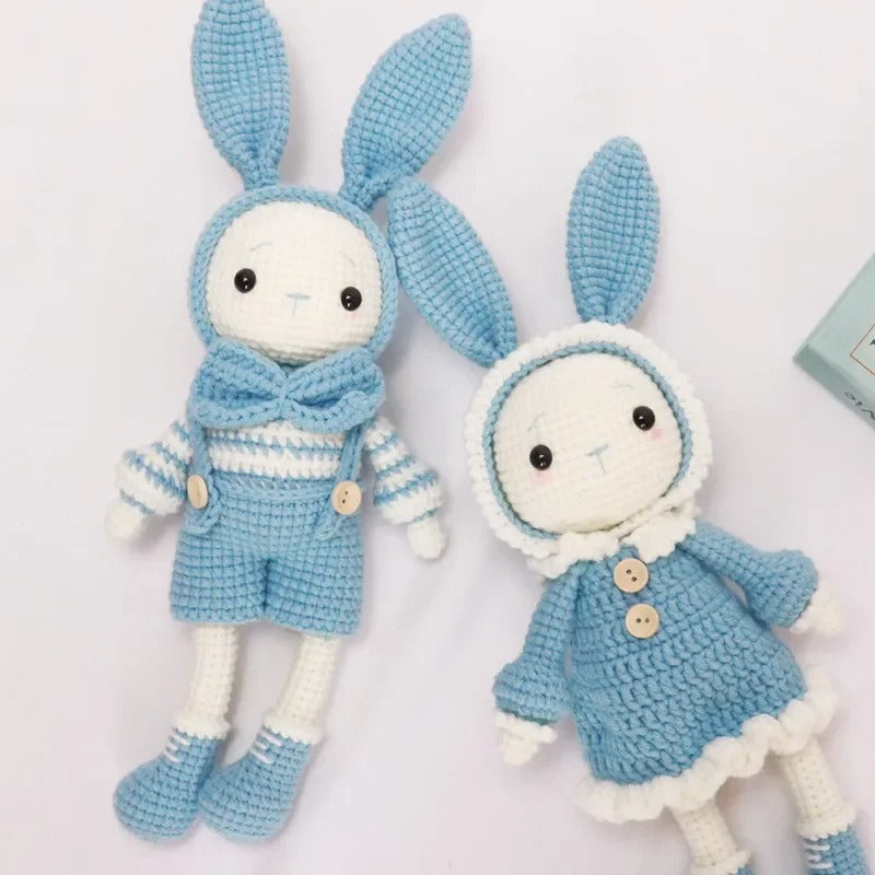 doudou lapin bleu et lapine bleue