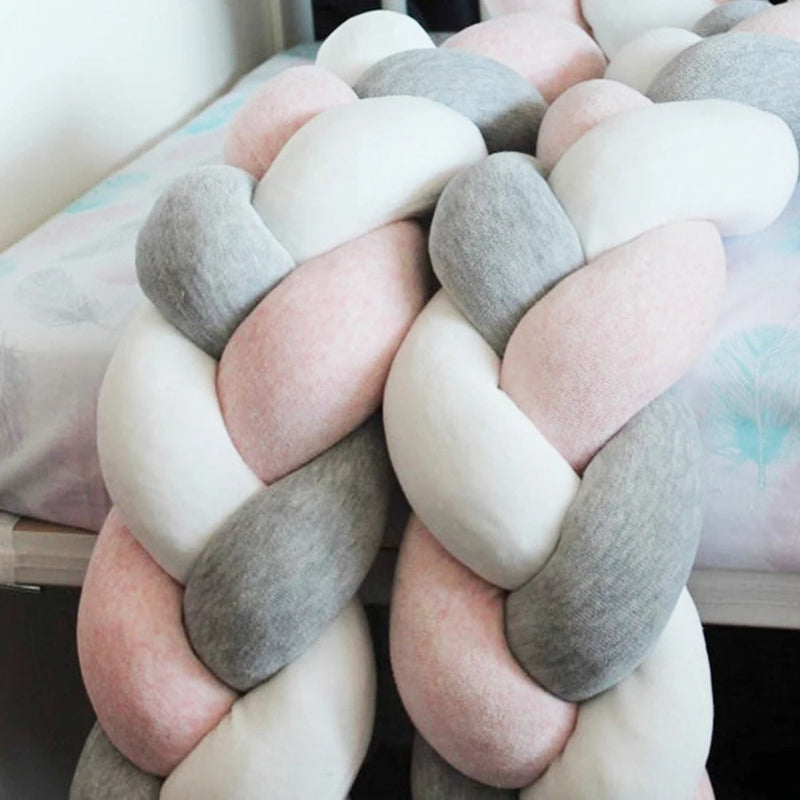 tresse de lit rose gris blanc