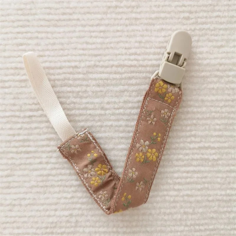 Attache tetine Fleurs Jaune