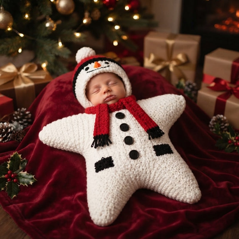 Bébé sous le sapin dort dans son nid d Ange bebe bonhomme de neige