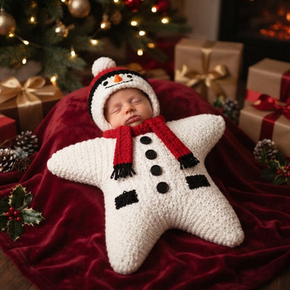 Bébé sous le sapin dort dans son nid d Ange bebe bonhomme de neige