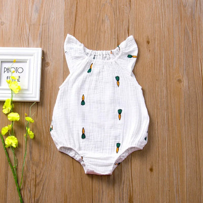Barboteuse bébé - Fille -carotte-blanc