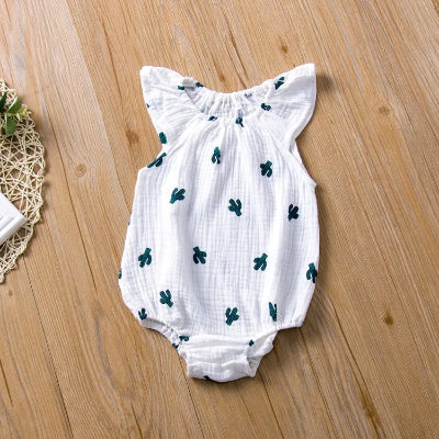 Barboteuse bébé - Fille -cactus-blanc