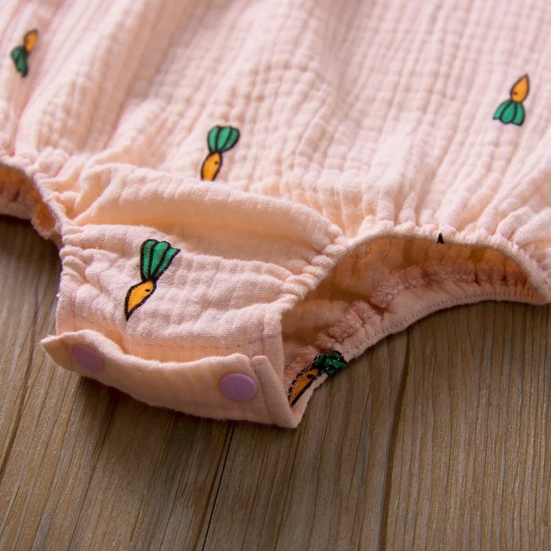 Barboteuse bébé fille carotte rose boutons pression