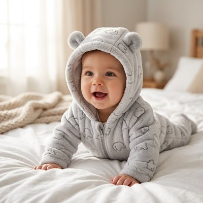 Barboteuse-bébé-hiver-bébé-plat-ventre-sur-lit