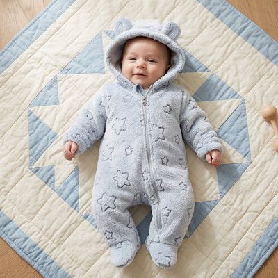 Barboteuse-bébé-hiver-et-bébé-au-sol