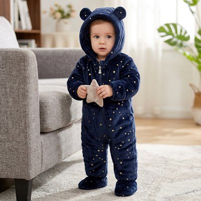 Barboteuse- bébé- hiver-modèle-étoiles