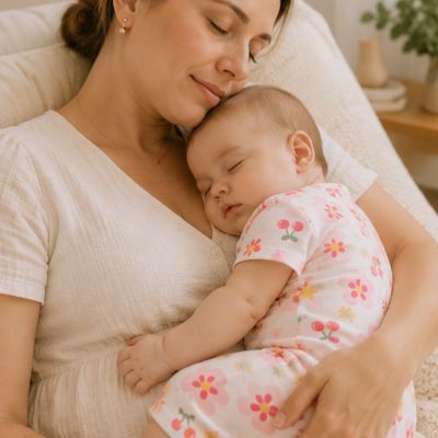 Barboteuse-bébé-fille-sieste-sur-maman