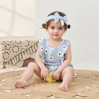 Barboteuse bebe fleurie bleu