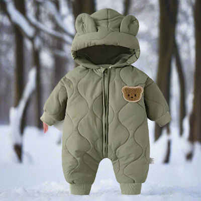 Barboteuse- bebe-Hiver-kaki