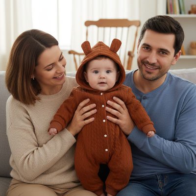 Barboteuse-hiver-marron-bébé-papa-maman