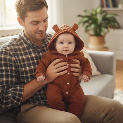 Barboteuse-hiver-marron-bébé-papa