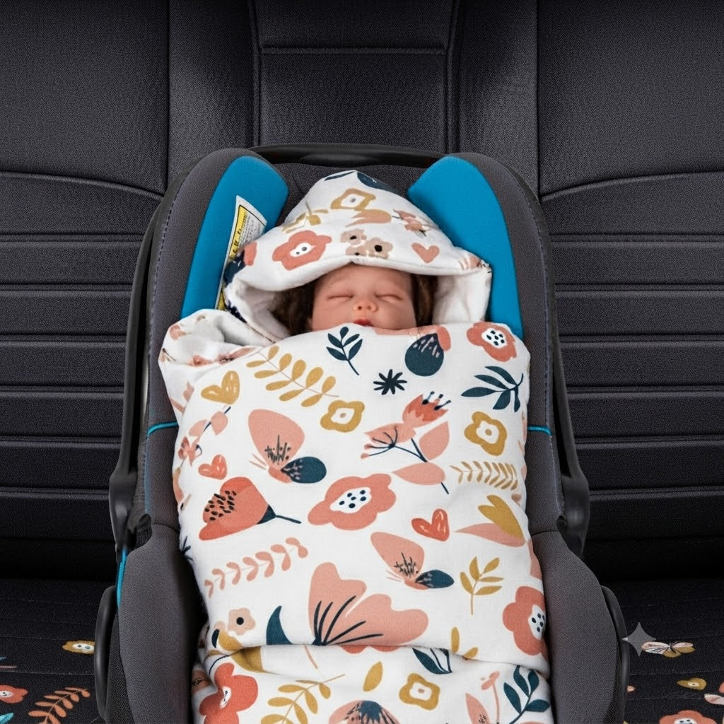Bébé bien blotti dans son nid d Ange siege auto