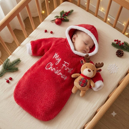 Bébé dort dans sa gigoteuse bebe de Noël