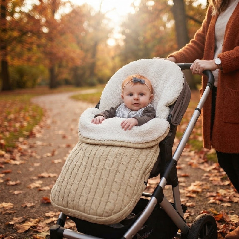 Bébé en poussette dans nid d'ange cosy