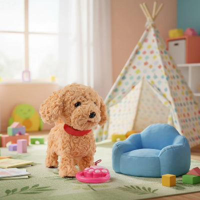 Chiot-robot-en-peluche-caniche-dans-chambre