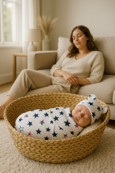 Couverture-_d_emmaillotage_-b_b-étoile -bleu