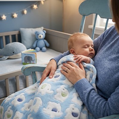 Couverture- bébé- naissance-dort-bras-maman