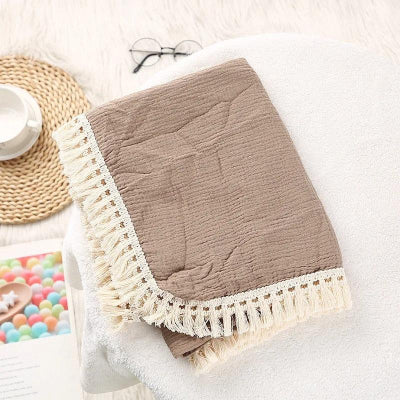 Couverture- bebe- Mousseline -kaki-foncé