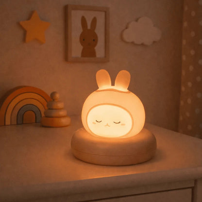 Lapin veilleuse allaitement sur bureau