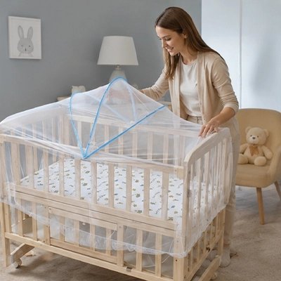 Maman trouve le moustiquaire bebe lit facile installer