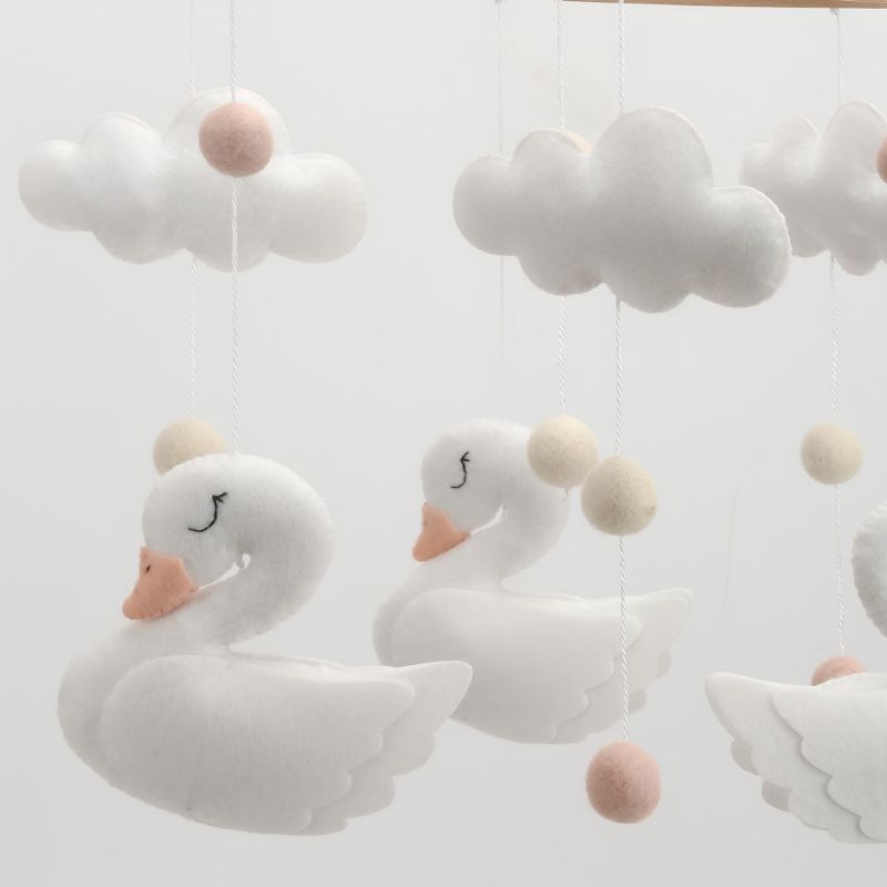 Mobile lit bebe cygne blanc