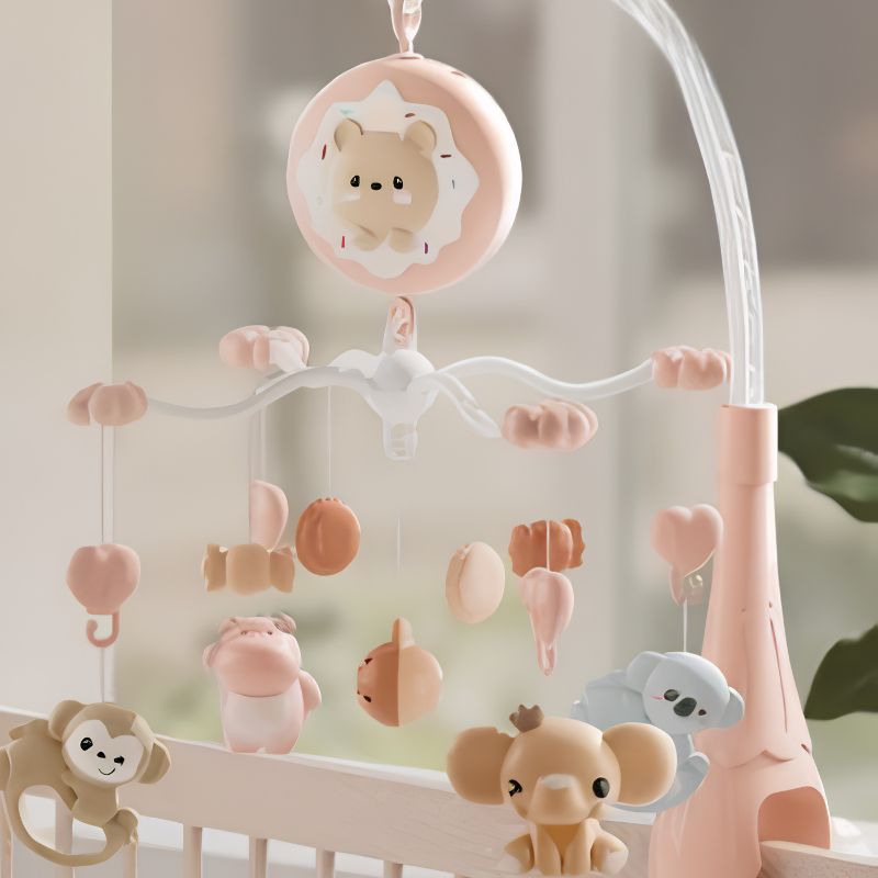 Mobile musical bebe rose rotatif