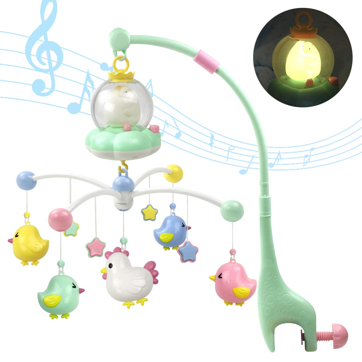 Mobile musical pour bebe support vert