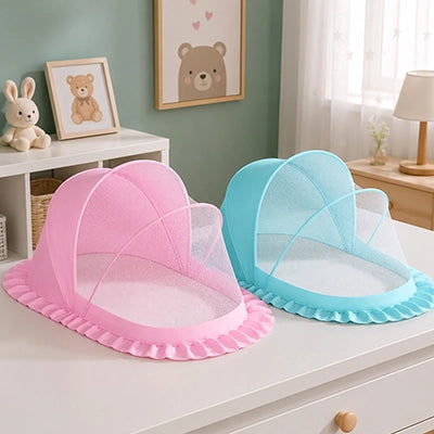 Moustiquaires lit bébé rose et bleu