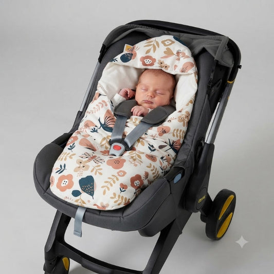 Nid d Ange siege auto avec bébé dans poussette