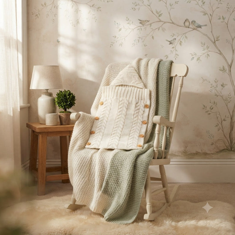 Nid d'ange bébé blanc déposé sur une chaise