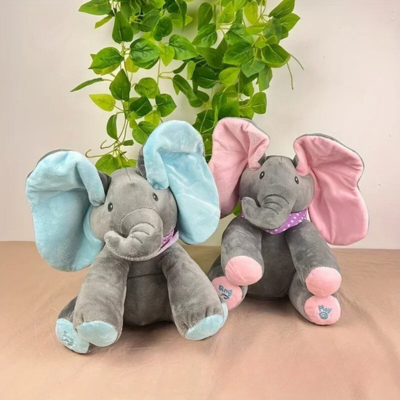 Peluche-éléphant-cache-cache-rose et bleu