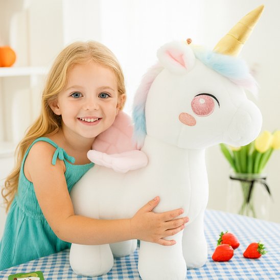 Peluche-licorne-douce-rose