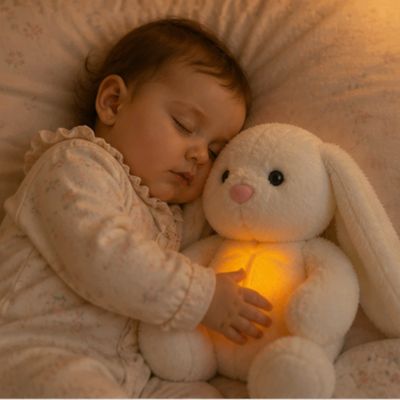 Peluche qui respire Lapin blanc rassure bébé