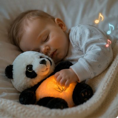 Peluche qui respire Panda avec bébé dort