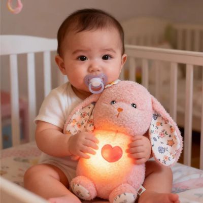 Peluche qui respire avec bébé rassurer