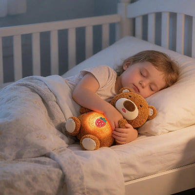 Peluche qui respire dort avec Léa