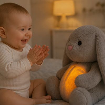 Peluche qui respire stimule bébé