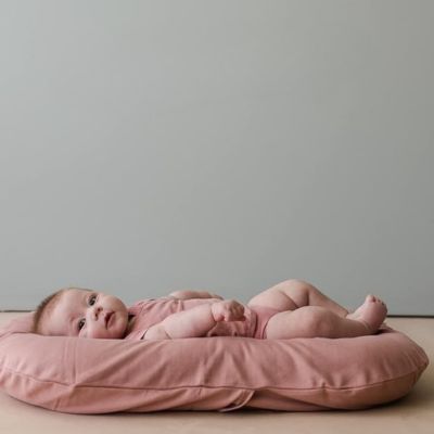 Reducteur de lit apaisant rose avec bébé