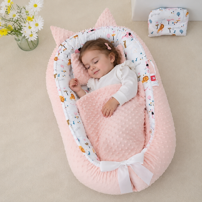 Réducteur de lit bébé avec fillette qui dors