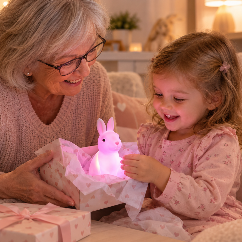 Un cadeau lumineux : la veilleuse lapin LED