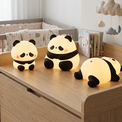 Veilleuse -bebe- Panda- assis-couché-debout