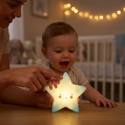 Veilleuse etoile bebe ne chauffe pas. Bébé peut la tenir.
