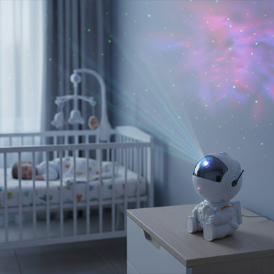Veilleuse projection astronaute dans chambre bébé