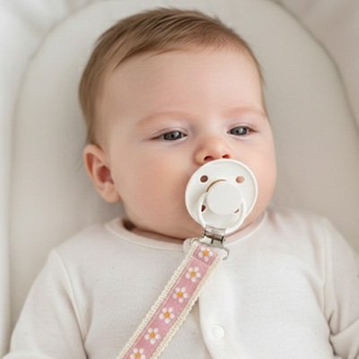 Attache- tétine-tissus-motif-marguerite