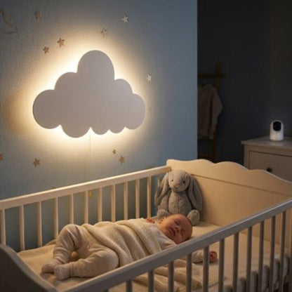 bébé dort sous la veilleuse murale bebe nuage doux