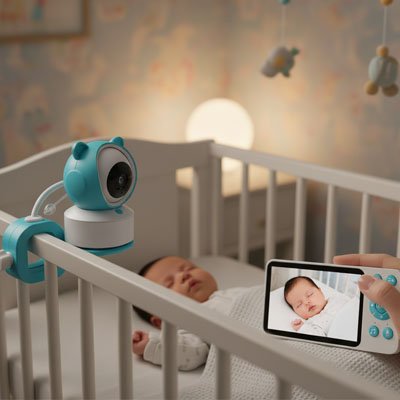 bébé dort, surveillé par la camera babyphone
