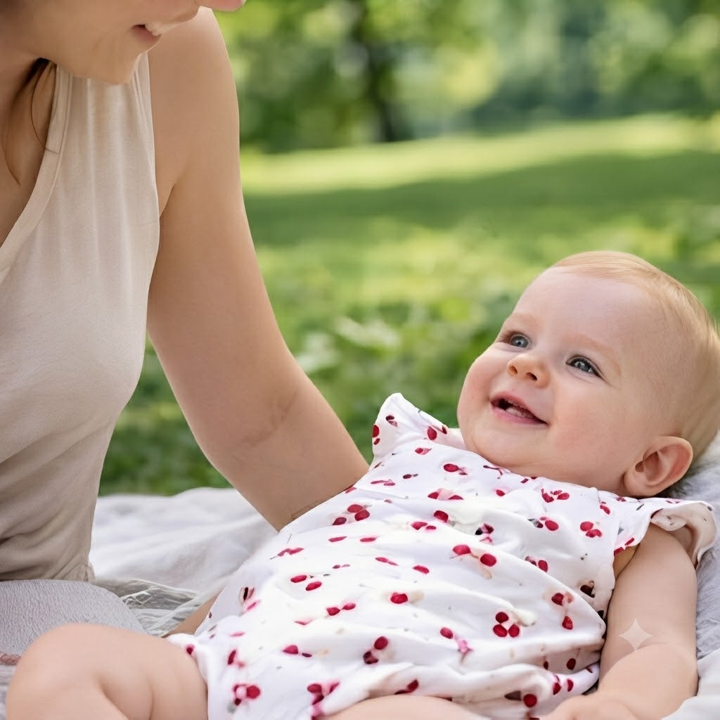 barboteuse bébé confortable avec maman